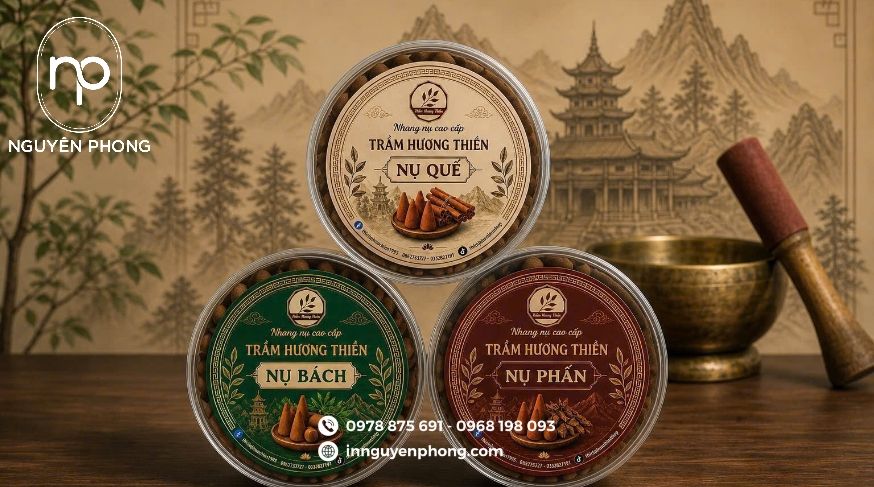 Mẫu in hộp đựng nhang trầm quảng bá thương hiệu 